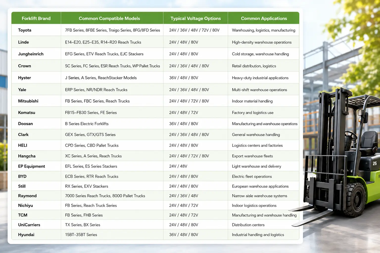 What Forklift Brands And Models Can CoPow Lithium Forklift Batteries Support What Forklift Brands And Models Can CoPow Lithium Forklift Batteries Support