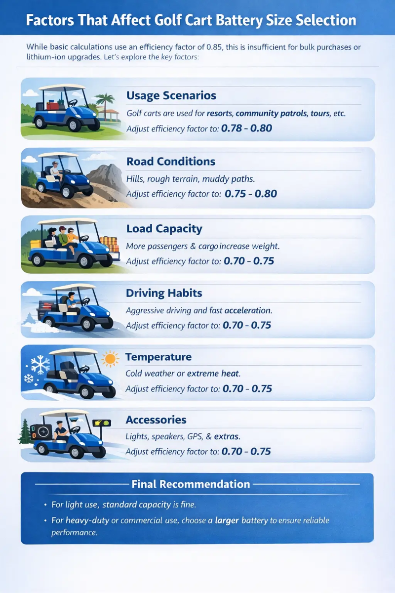 Factors That Affect Golf Cart Battery Size Selection Factors That Affect Golf Cart Battery Size Selection
